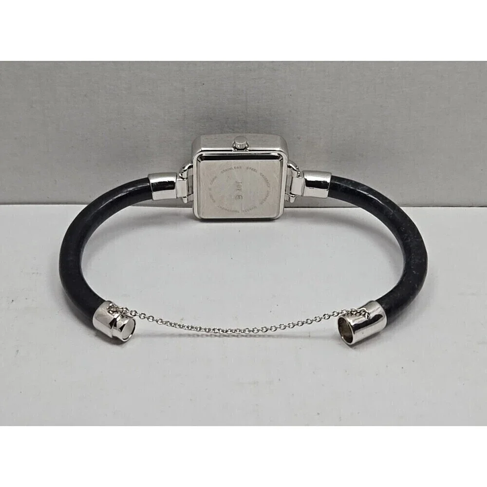 Jade Of Yesteryear Womens Silver Square Watch Black Jade Dial Quartz New Battery